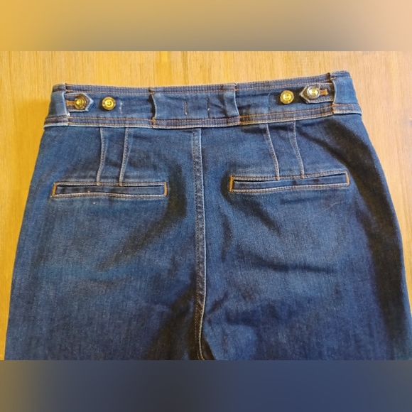 ANTHROPOLOGIE Pilcro & Letterpress Flare High Rise Trouser Bootcut in Blue sz 28 - Picture 2 of 11